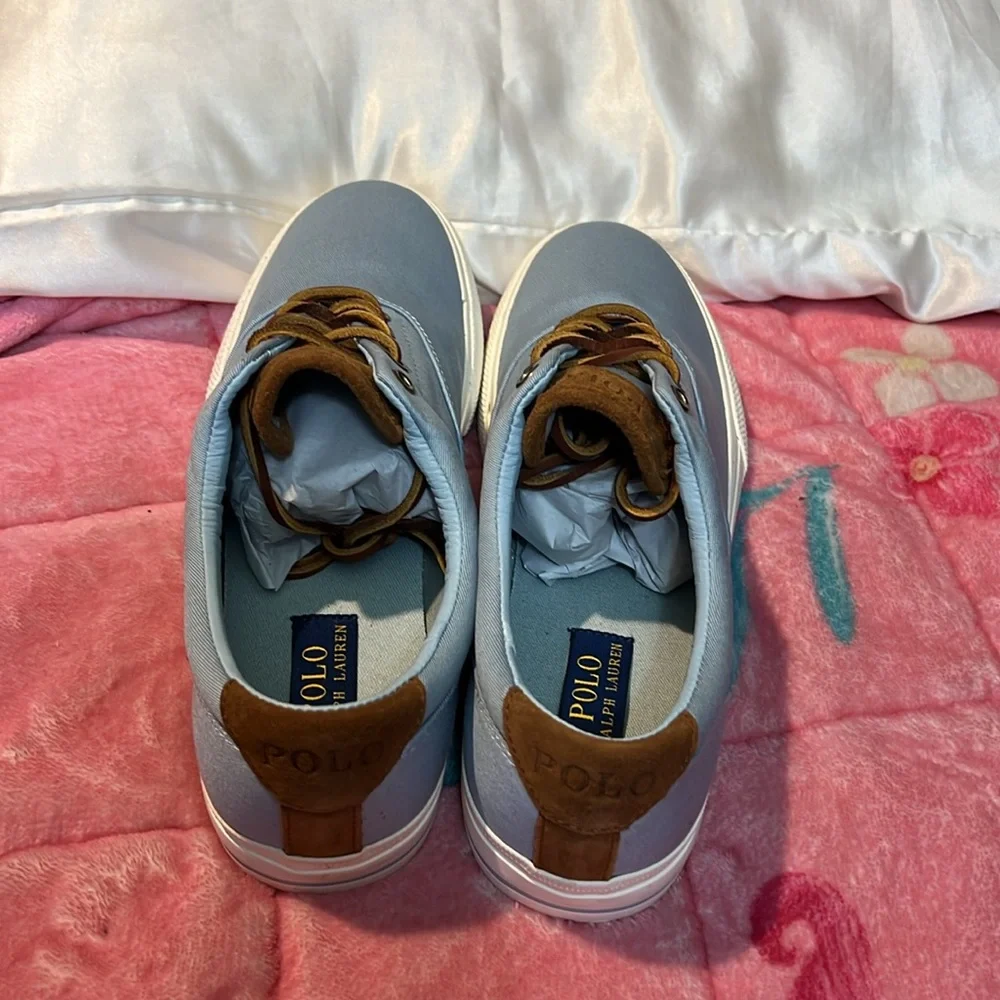 Vintage Polo Ralph Lauren Suede Trim Vaughn Dick Shoes Lt Blue. Size:10